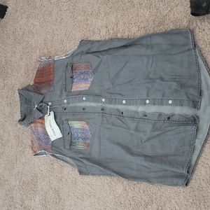 Etienne Marcel Washed Black Tank with Patches Large